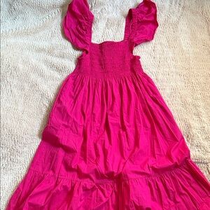 Pink Ruffled Tiered Maxi  Dress